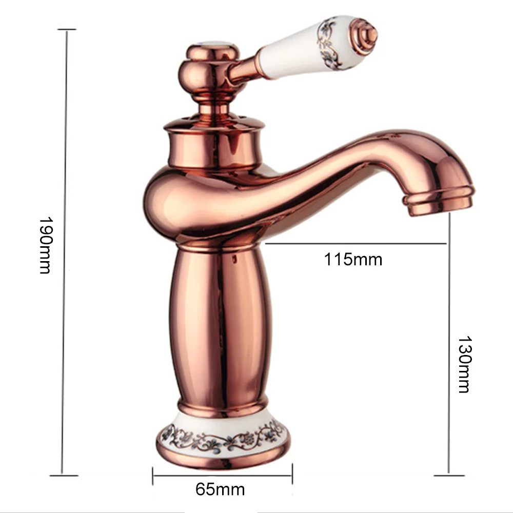 

Hot and Cold Water Mixer Faucet Copper Rose Gold Wash Basin Faucet Household Bathroom Faucet