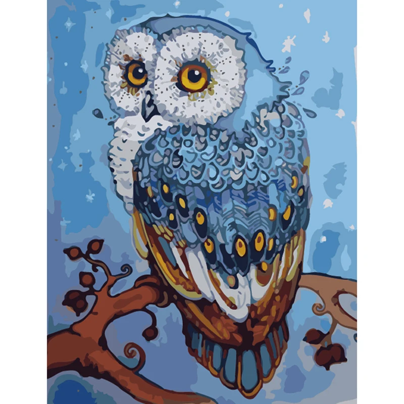Frameless Colorful Owl Animals Abstract Painting Diy Digital By Numbers Modern Wall Art Picture Children Draw Traning | Игрушки и хобби