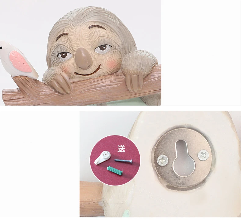 Creative cartoon animal rabbit hedgehog resin bedroom living room wall decoration hook wall landscape with cute coat hook