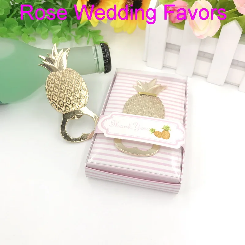 

Golden Pineapple Design Bottle Opener in Gift Box Gold Metal Ananas Beer Cap Openers Tropic Wedding Favors Party Giveaway 10PCS