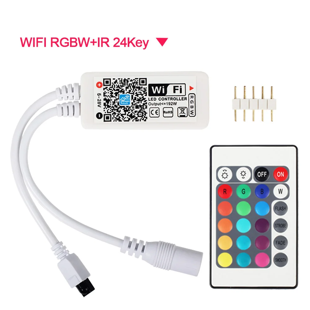 Magic Home 5-28 в мини wifi RGB/RGBW контроллер+ ИК 24Key пульт дистанционного управления для Smart/Google home Amazon Alexa