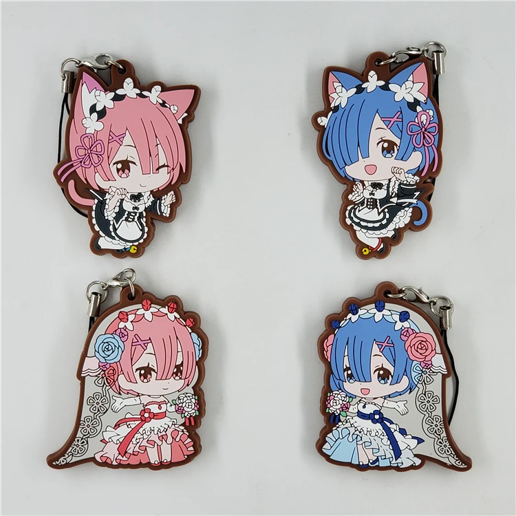 Ремешок Rezero из аниме Re-life Rem Ram Re:Zero kara Hajimeru Isekai Seikatsu Neko резиновый свадебный брелок |