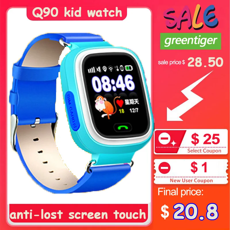 Q90 gps Детские Смарт-часы Детские Анти-потери часы с Wifi сенсорный экран SOS Вызов расположение устройства трекер для детей безопасный монитор
