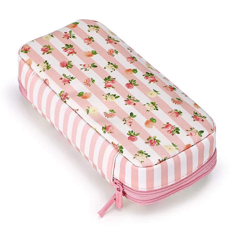 bon208 Floral Pencil Case with Compartments-High Capacity Double Layers Pencil Pouch Stationery Organizer Multifunction Cosmeti