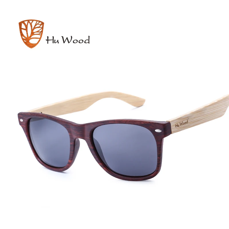 Kopen Hu Hout 2018 Ontwerp Mannen Vrouwen Klassieke Retro Klinknagel Gepolariseerde Zonnebril 100% Uv bescherming Bamboe Zonnebril GRS8004