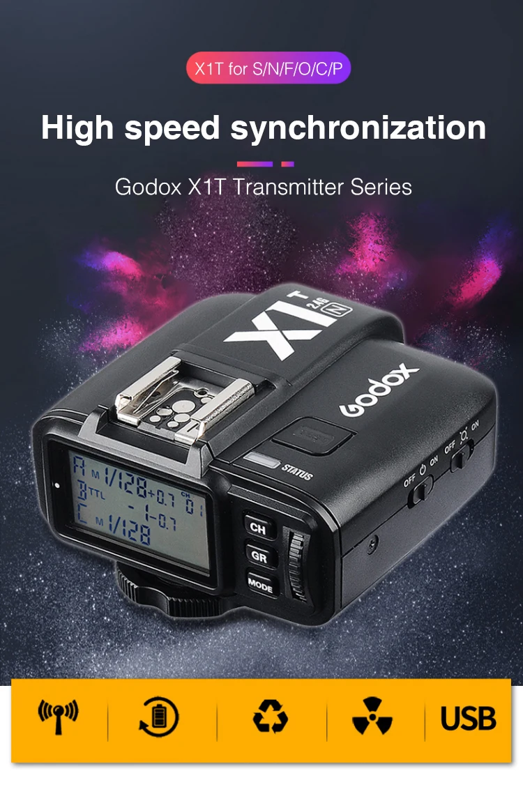 Godox X1T передатчик серии ttl 2,4G HSS камера Вспышка Speedlite триггер для Canon NIkon sony Olympus Fujifilm Lumix Panasonic