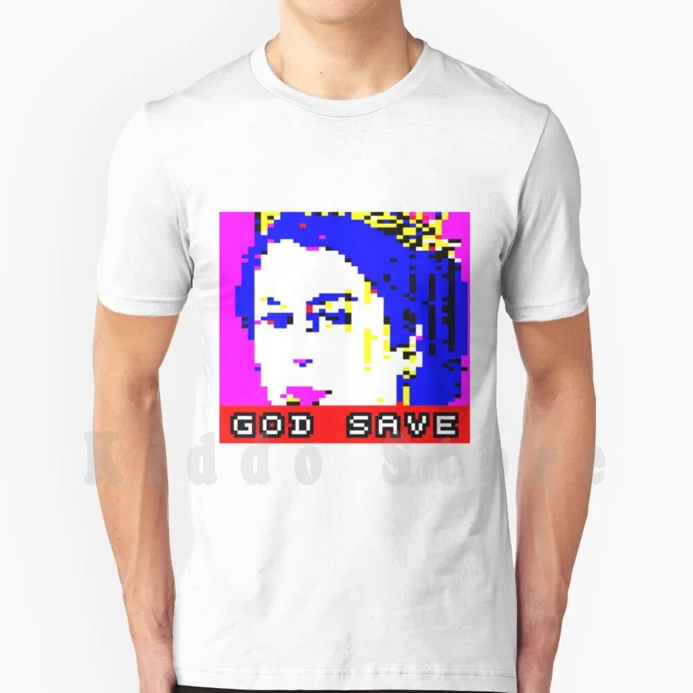 God Salva Maglietta Stampa Per Uomo Cotone New Cool Tee God Salva La Regina Dio Salva La Regina 8 Bit Regale Elizabeth Punk Retrò