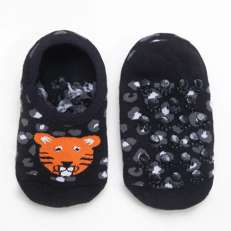 Black tiger Модные детские носки толстые Нескользящие носочки для малышей носки для малышей с рисунками животных дешевая одежда, Прямая поставка - Цвет: Black tiger