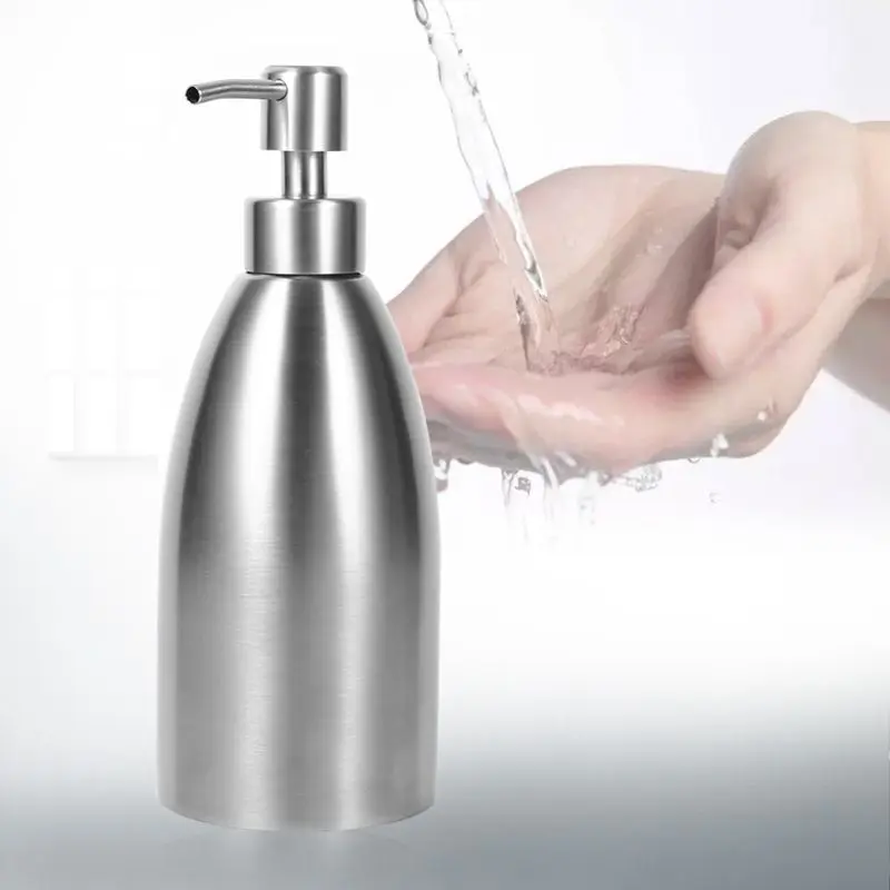 HHO-500Ml диспенсер для мыла из нержавеющей стали для кухонной раковины, кран для ванной, ящик для шампуня, контейнер для мыла на бортике, бутылка для моющего средства