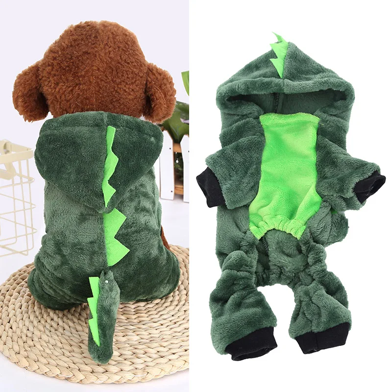 

Winter Warm Fleece Pet Clothes For Small Dogs Chihuahua Clothing Halloween Dinosaur Dog Costume Hoodie Puppy Pet Cat Coat Jacket