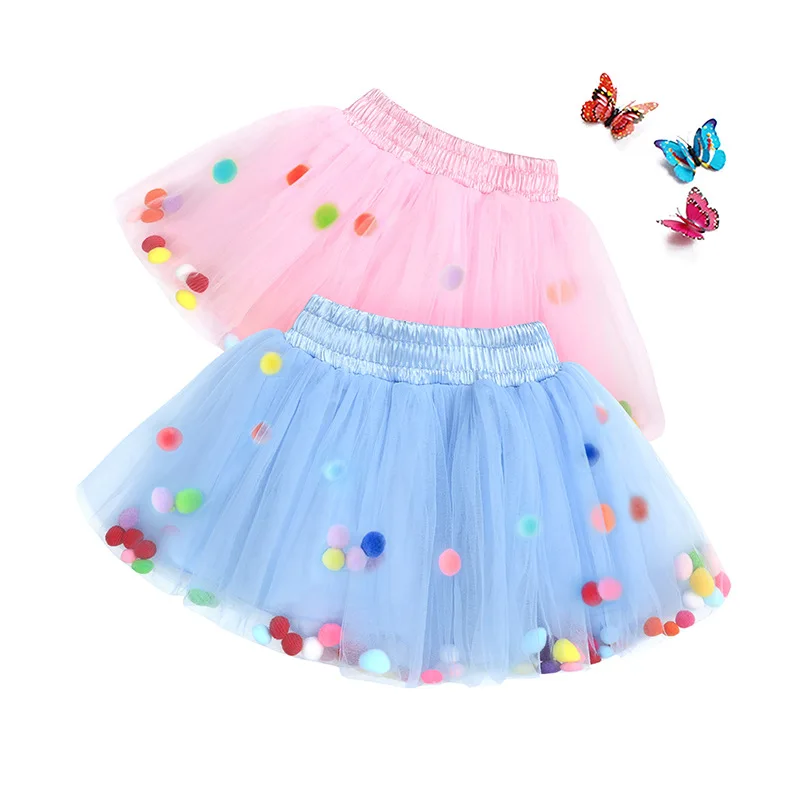 

Girls Tutu Skirts Baby Girl Clothes Ball Ball Design Three-Layer Mesh Material Girls Princess Mesh Skirt 1-6Year