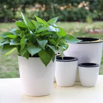 

Resin Flower Pots Automatic Self Watering for Office Garden Supply Plants Basket Home Decorative Planter PAK55