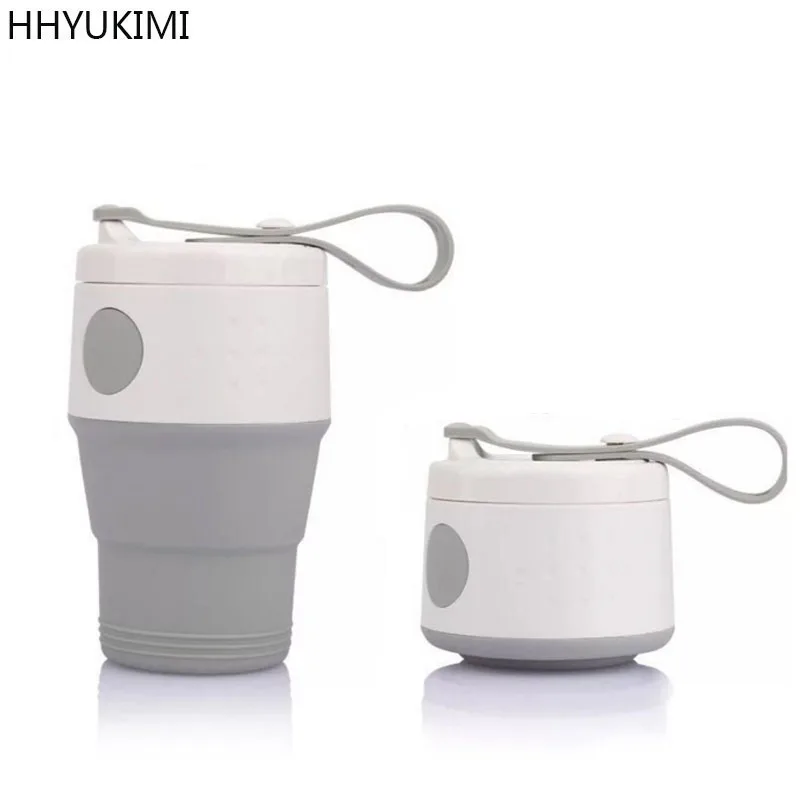 Портативная силиконовая складная чашка HHYUKIMI кофейная с герметичной