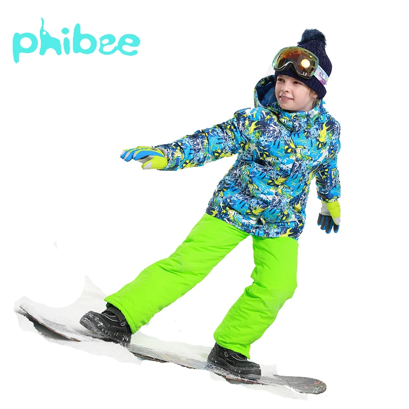 Phibee Ski Suit Baby Boy Clothes Warm Waterproof Windproof Snowboard Sets Winter Jacket Kids Children Clothing |