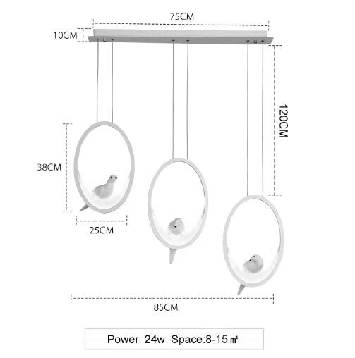 Современные светодиодные подвесные люстры для столовой, кухни, бара, магазина белого/черного цвета, подвесные светильники принадлежности с птицей - Цвет корпуса: 3 heads length 850mm