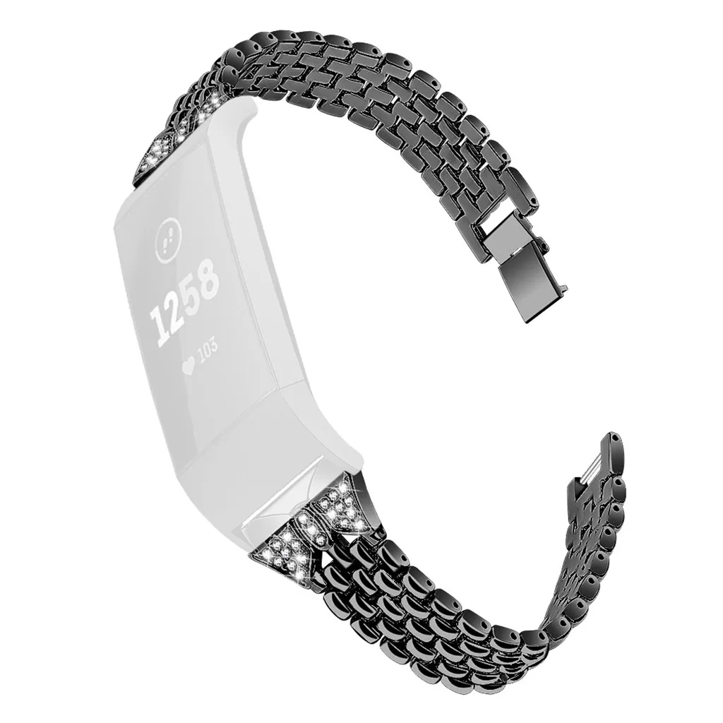 Шикарный металлический браслет из нержавеющей стали ремешок для Fitbit Charge 3 Смарт-часы# BO - Цвет: Черный