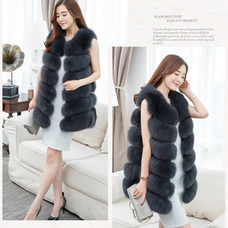 Pelliccia donna 6XL зимнее пальто женский меховой жилет пальто из искусственного меха для отдыха Женский Длинный жилет из лисьего меха плюс размер: S-XXXXL PC244