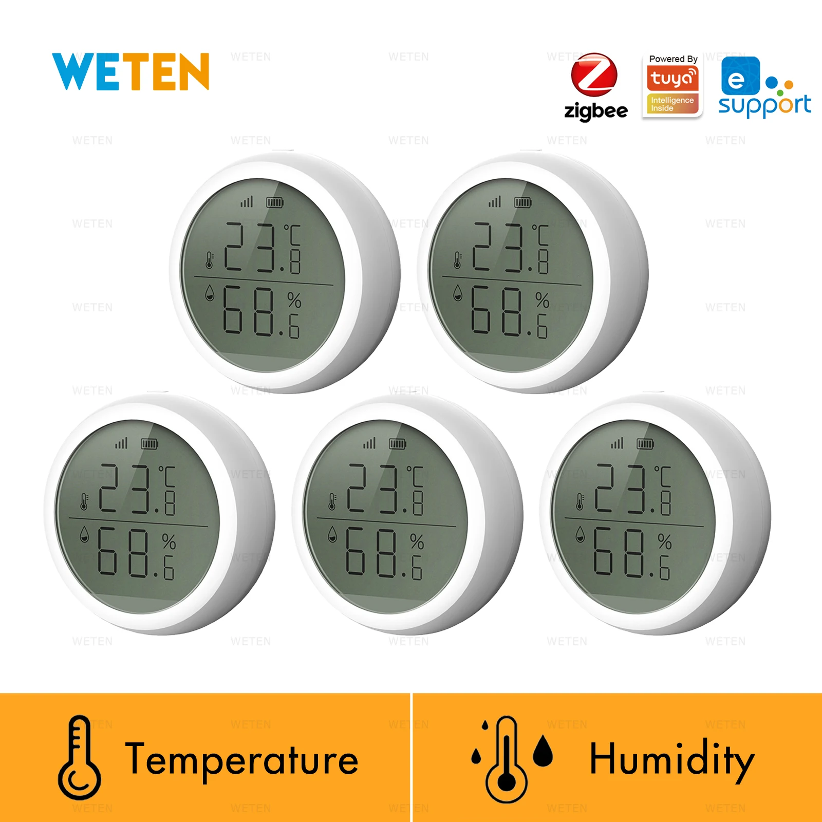 

eWeLink Tuya Zigbee Temperature and Humidity Sensor, Smart Hygrometer Thermometer Work with Tuya Zigbee Hub Sonoff Zigbee Bridge