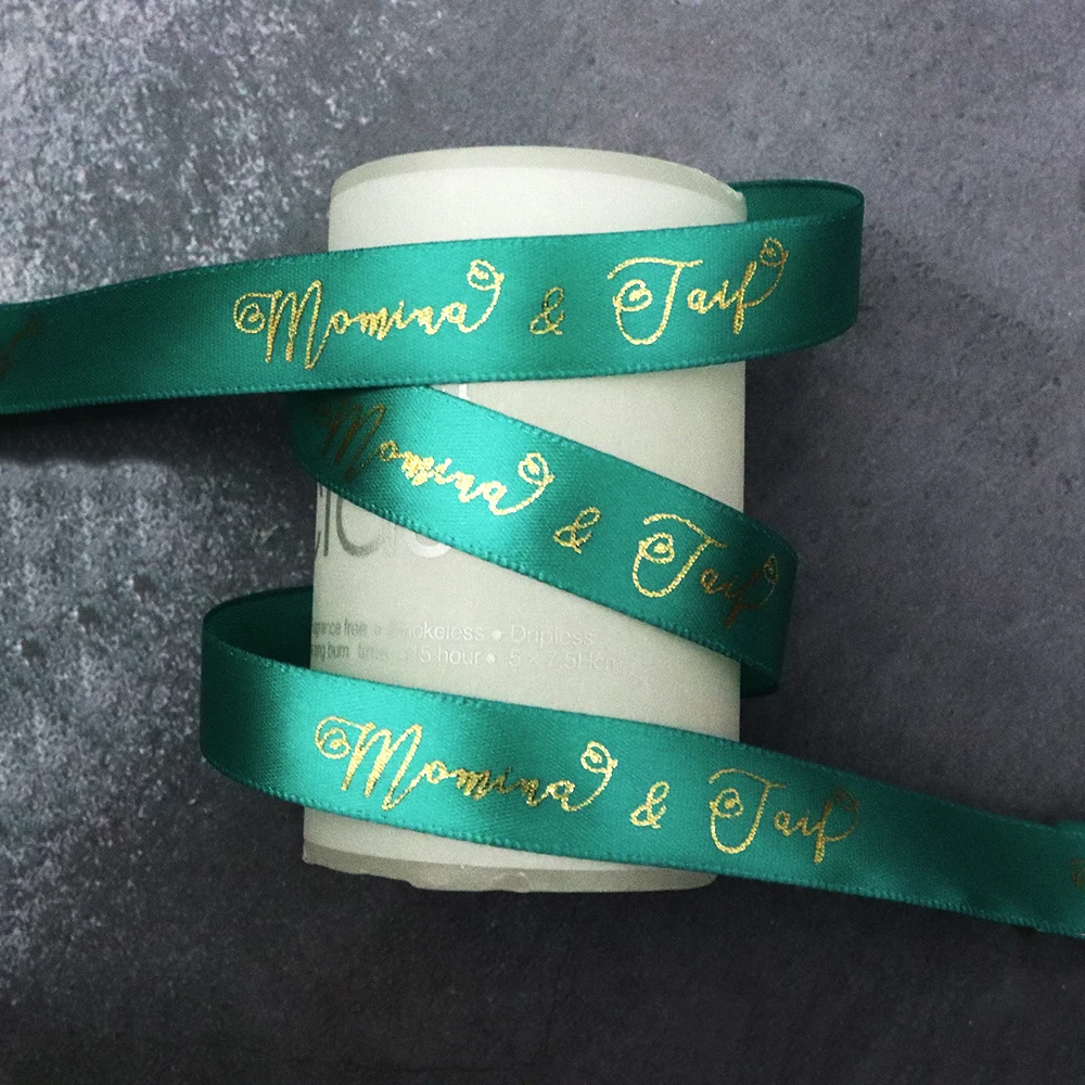 Satin Ribbon Personal Names Printed Ribbon Tape Bridal Groom Love Rings Wedding Bouquet Giftbox Bracelet Giveaway Packing