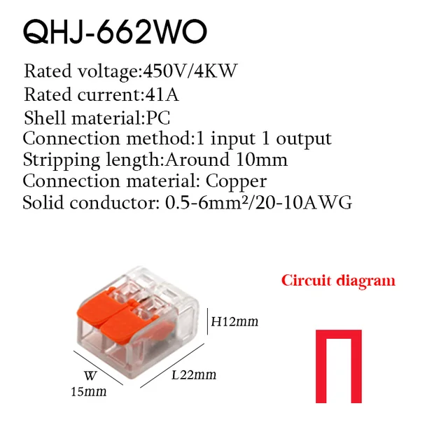 Cable Wire Connectors Mini Quick Terminal Block Universal Compact Wiring Electrical Connector Push-in For 4mm2 6mm2 Transparent 662WO