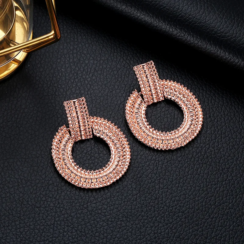 Cross-Border Hot Jewelry Euro-American Simple Temperament Geometric Ring Earrings Baitao Metal Electroplated Ring Earrings