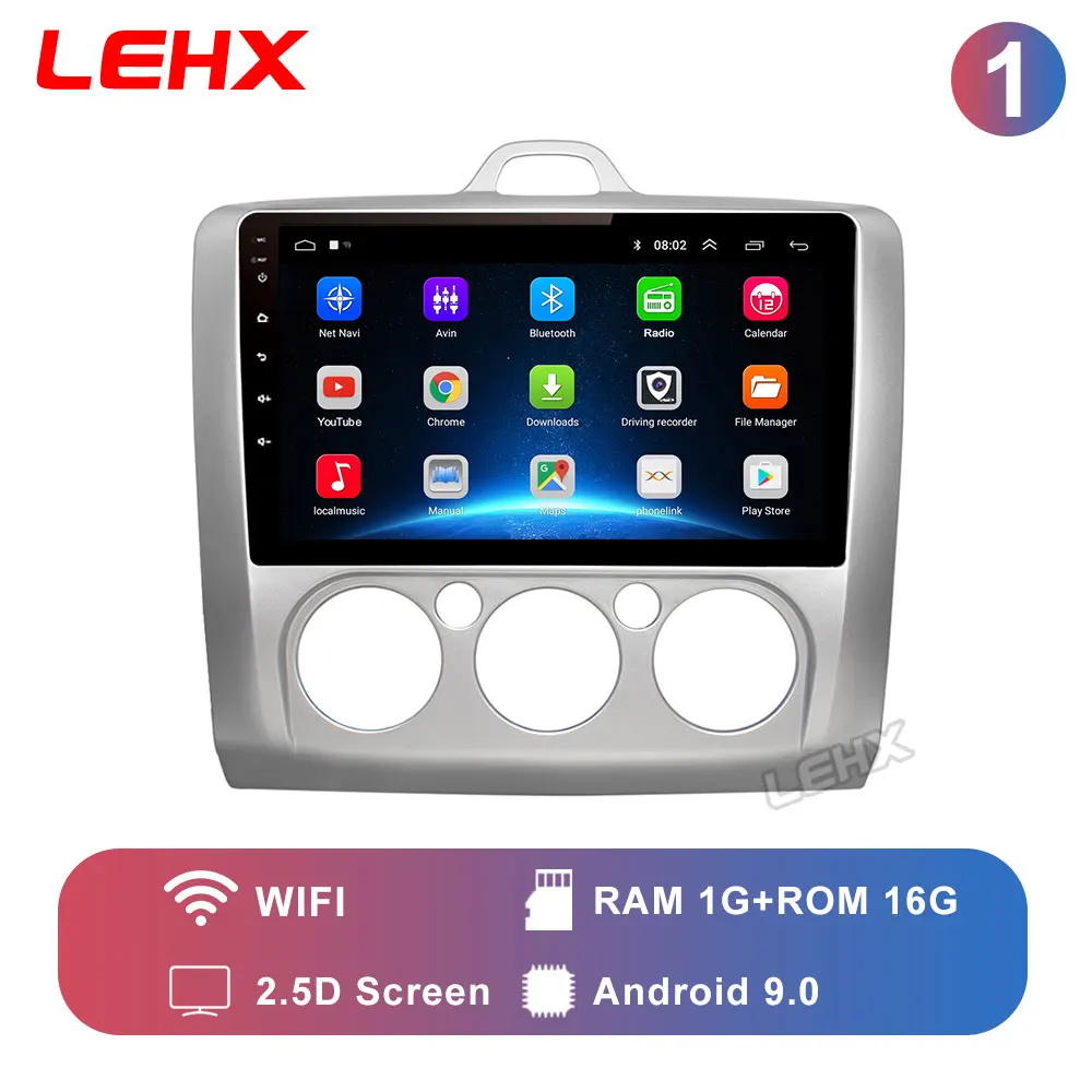 FOCUS-S-16-1 LEHX 2 DIN 9 дюймов Android 9,0 gps навигация Сенсорный экран четырехъядерный автомобиль радио для Ford Focus Exi AT2004 2005 2006 2007 2008-2011 - Цвет: FOCUS-S-16-1