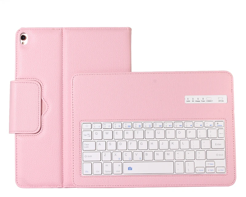 Кожаный чехол Litchi со Съемная bluetooth-клавиатура для iPad 10,2 дюймов(7-го поколения) защитный чехол-подставка для планшета - Цвет: Розовый