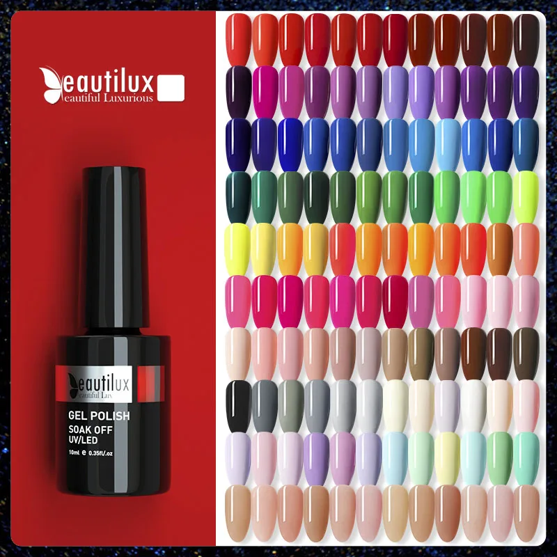 BEAUTILUX-Esmaltes de Gel Semipermanentes en Gel UV LED, Caja de Regalo con Barnices para Uñas, Manualidad, Manicura Artística, 6 Unidades/set x 10ml