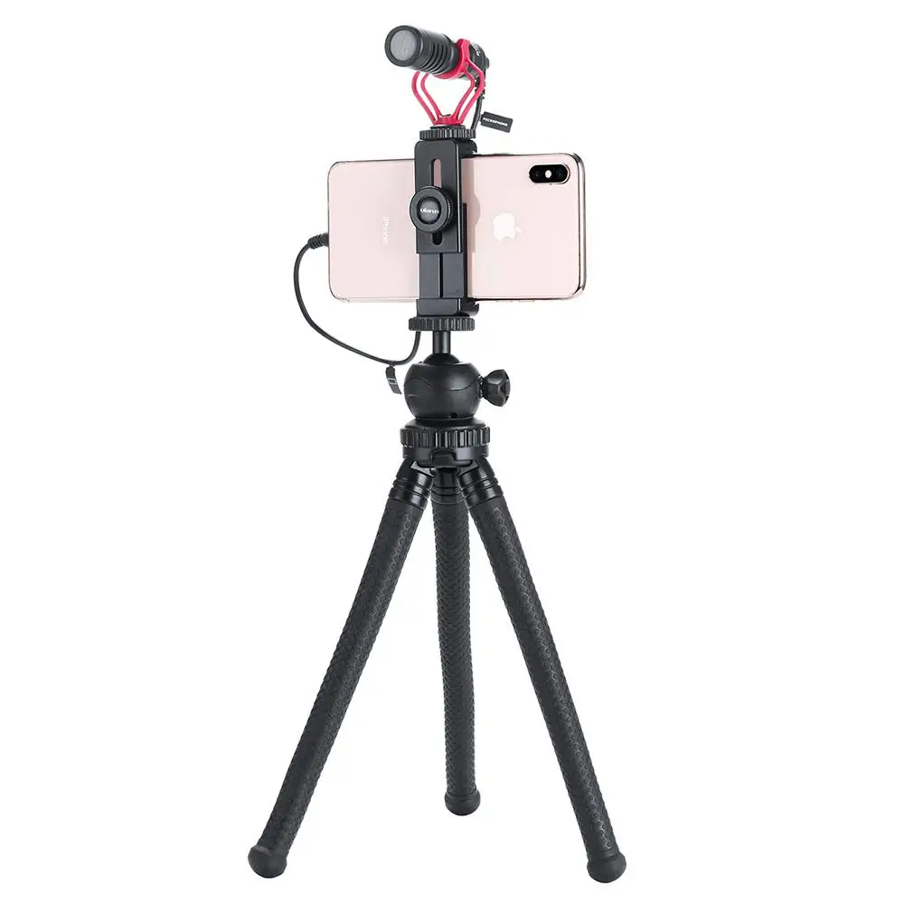 ULANZI ST-02L Smartphone Vlog Phone Mount with Cold Shoe for Microphone Vlogging Phone Stand Holder 1/4 Screw for iPhone Android