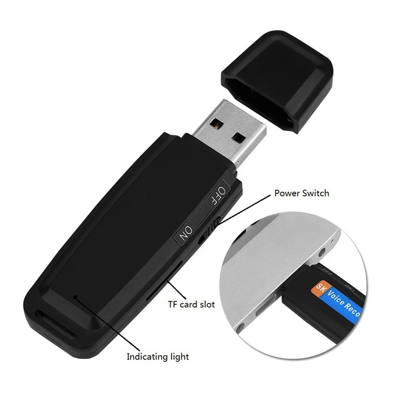 Профессиональный диктофон Micro SD TF карта USB u-диск цифровой аудио записывающая ручка мини диктофон черный