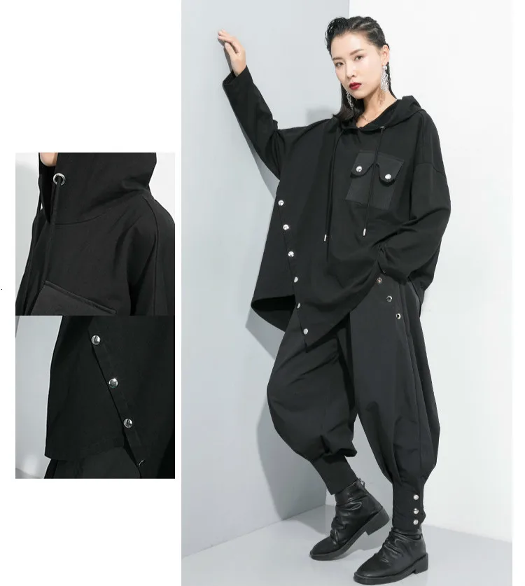 Max LuLu модная Корейская Женская Осенняя повседневная одежда женские свободные толстовки с капюшоном винтажные женские черные свитера большого размера