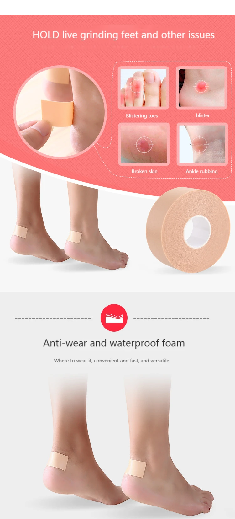 5M Silikon-Gel Fersenschutz Fußpflege Damen Schuh-Einlagen Einlegesohlen-Aufkleber Nützlicher Fersenschutz Polster-Bänder – Detail 13
