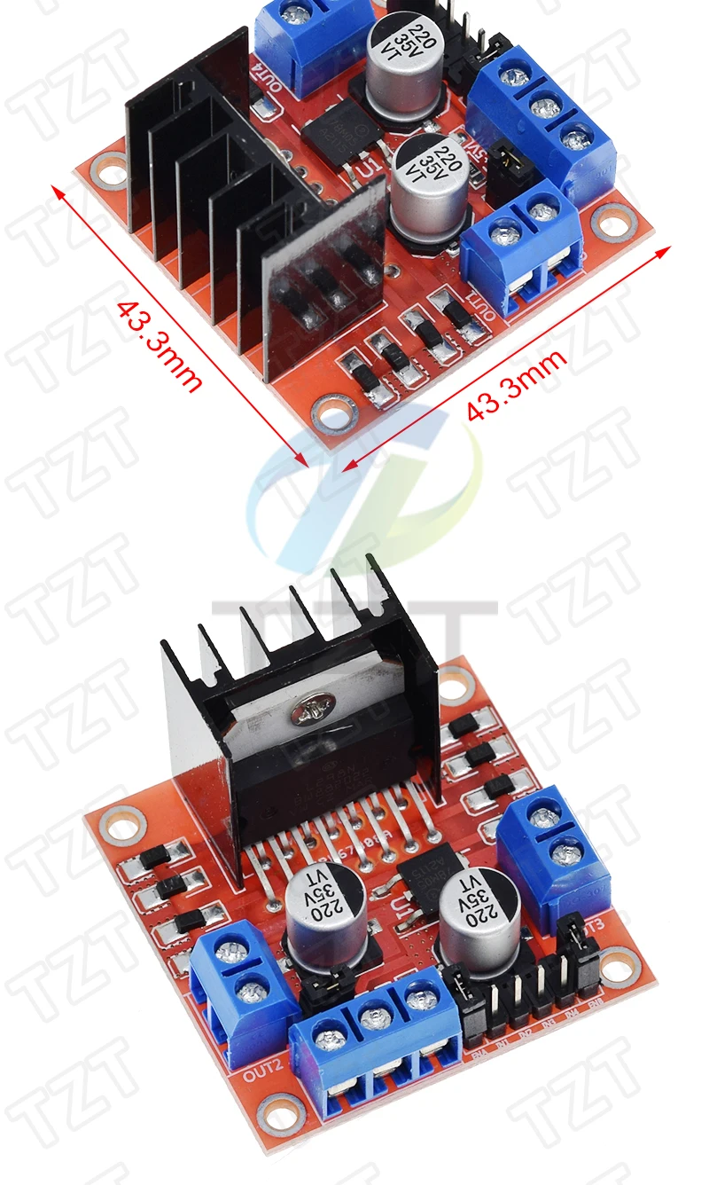 TZT 1/3 Stück Dual H-Brücke DC Schrittmotor-Steuerplatine Modul L298N – Detail 3