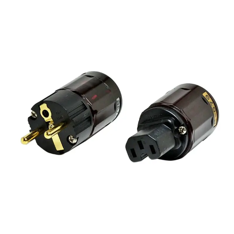 1 компл. P-079 и C-079 Позолоченные ЕС разъем питания аудио разъем HiFi латунь Ac шнур питания Вилки для динамика D08B