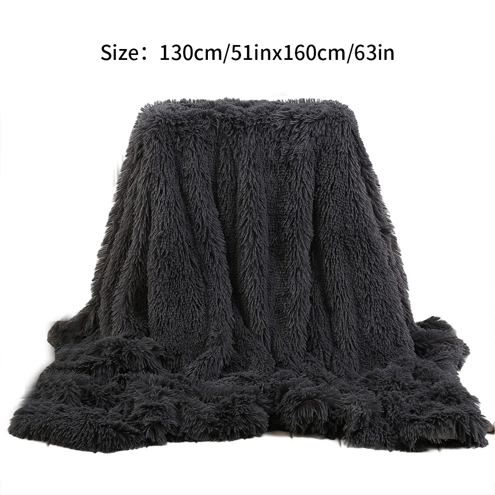 DIDIHOU 130x160cm Solid Color Shaggy Blanket Soft Plush Reversible Baby Blankets Washable Bed Couch Microfiber Adult Blanket