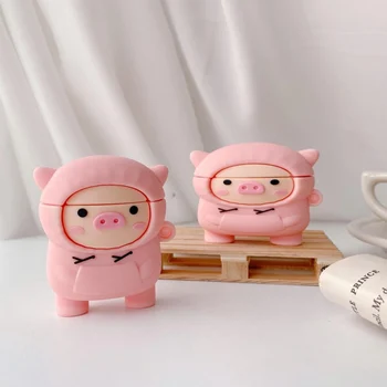 

Cute Earphone Case For AirPods Cartoon Sweater Pink Pig Headset Case For AirPods 2 3 AirPods Pro Silicone Cover with Keychain