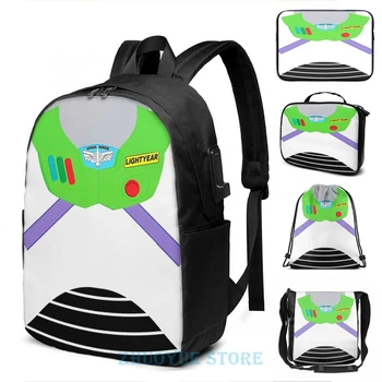 

Funny Graphic print Buzz Lightyear Suit USB Charge Backpack men School bags Women bag Travel laptop bag