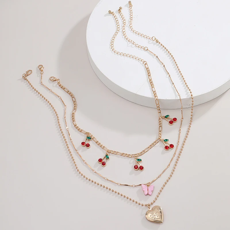 Геометрическая многослойная подвеска в виде бабочки вишни цепочка для ключицы