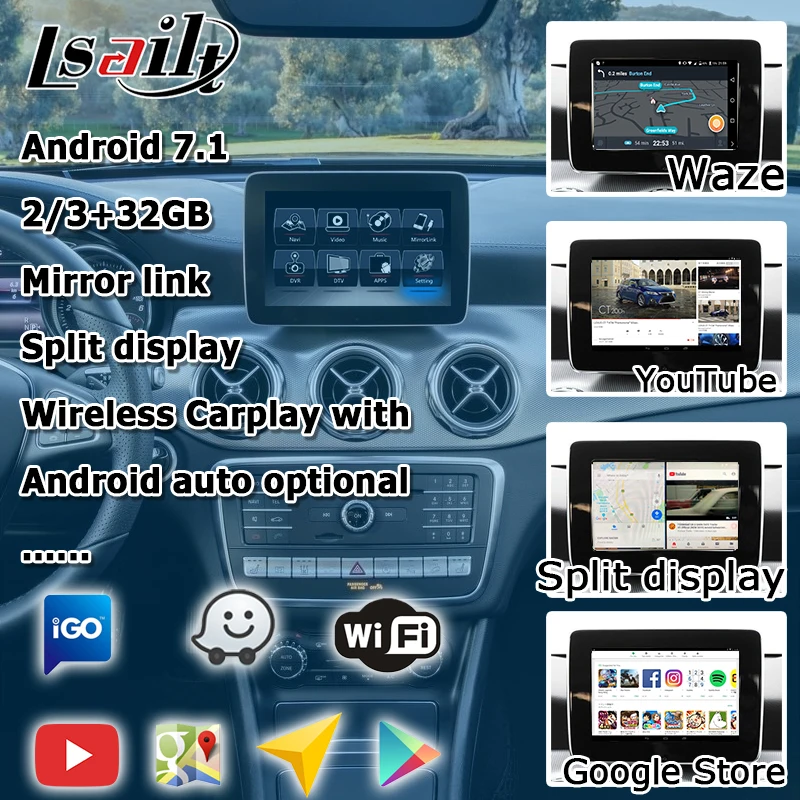 Android gps-навигатор для Mercedes benz GLA NTG 5,0 видео бокс интерфейса Зеркало Ссылка waze Яндекса navi коробка с Carplay