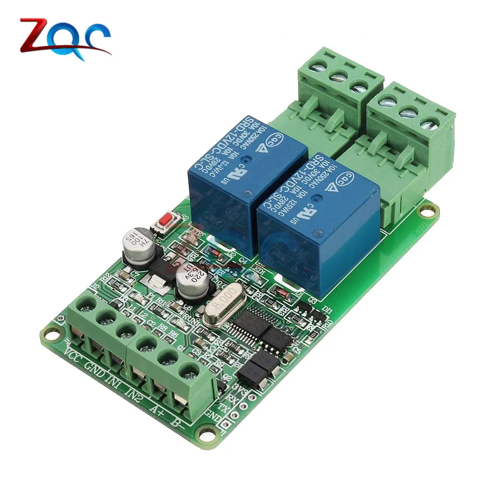 Modbus rtu 2-полосный релейный модуль 12 В выход 2 входного канала переключатель ttl/RS485 Реле интерфейса связи 2 индикатор реле