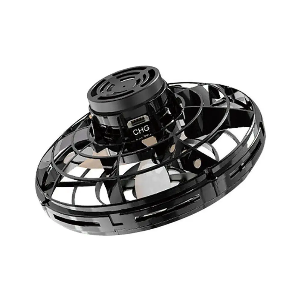 Спортивная игровая Игрушка антистресс ручной мини летающий гироскоп ротатор Дрон НЛО светодиодный Спиннер для пальцев детский подарок распродажа - Цвет: Черный