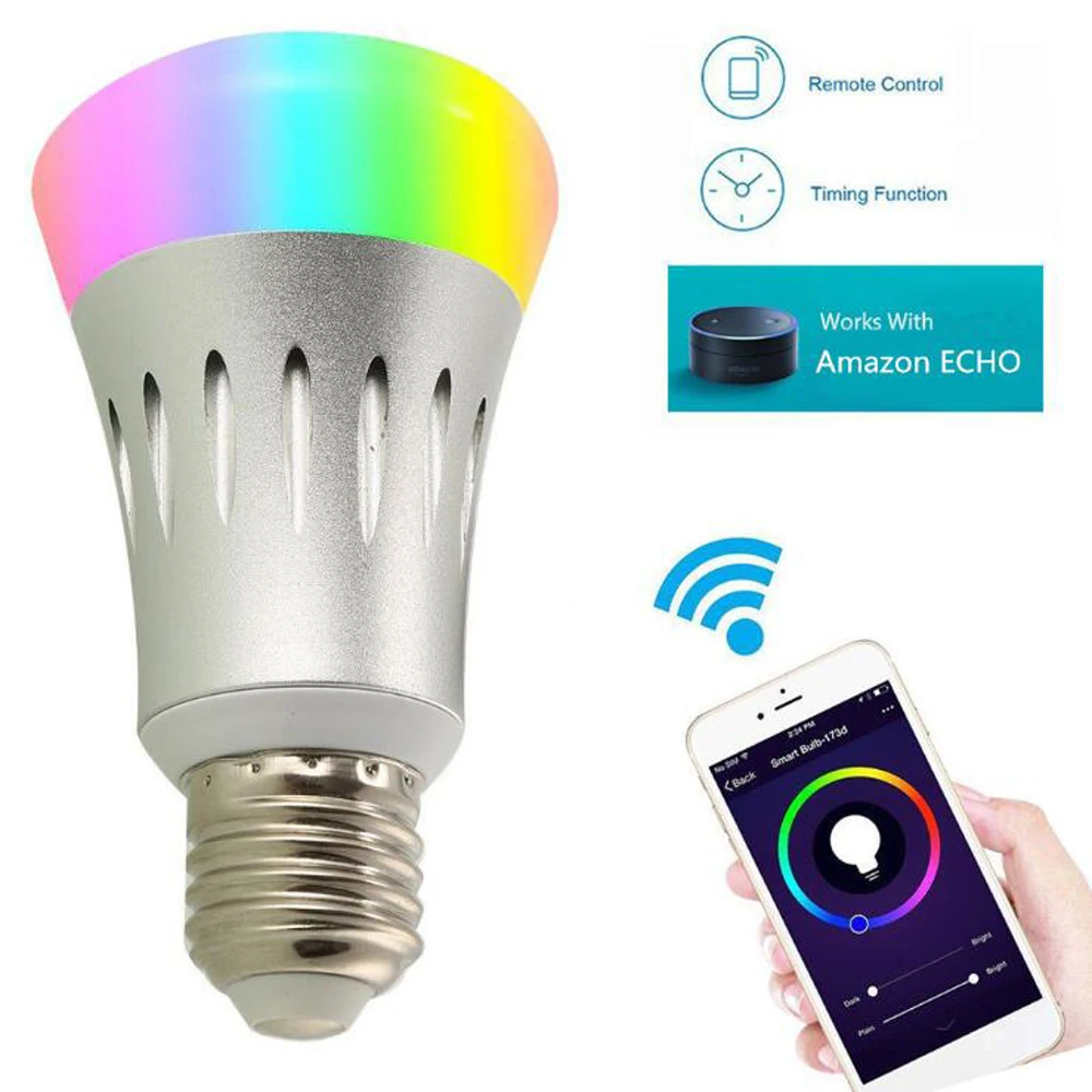 

Smart WIFI LED Bulbs Dimmable 220V E27 Bulb Alexa Google Home Color Changing Lights APP Remote Control Led Bulb RGB Home Deco