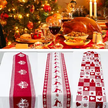 Рождественская скатерть, Рождественский стол, флаг, лося, с принтом, лен, ресторан, отель, гостиная, столовая посуда, кухня, атмосферная