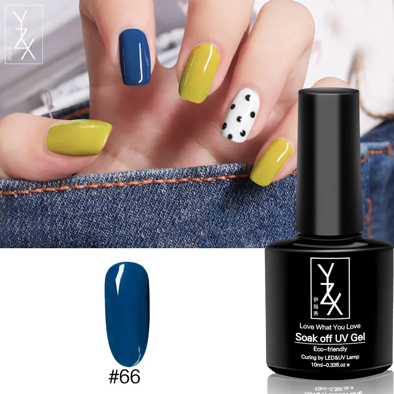 Color66 YXZ УФ/светодиодный гель для ногтей Soak Off 10 мл Toenail эмалевый лак Черный молочный белый желтый зеленый красный лак для ногтей для милых женщин - Цвет: Color66