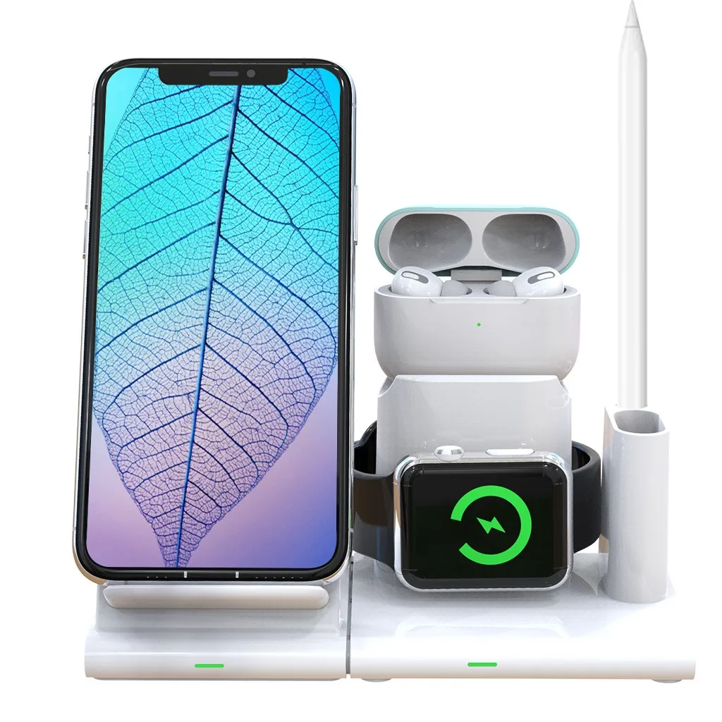Беспроводное зарядное устройство Qi 3 в 1 держатель подставка для Apple Watch 4 наушники