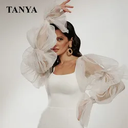Charming Detachable Puffy Sleeve For Wedding Pleaed Tulle Illusion Sleeve Bridal Accessories Full Fingerless Gloves SWD074