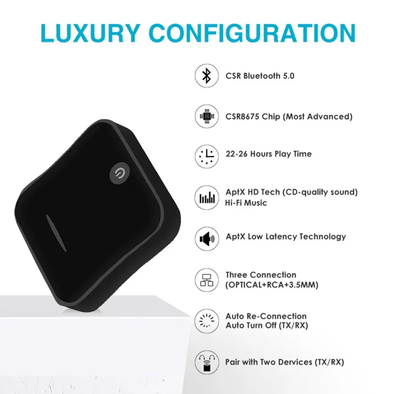 Bluetooth 5,0 передатчик приемник CSR8675 APTX HD LL Bt аудио музыка беспроводной USB адаптер 3,5 мм 3,5 AUX Jack/SPDIF/RCA для ТВ ПК