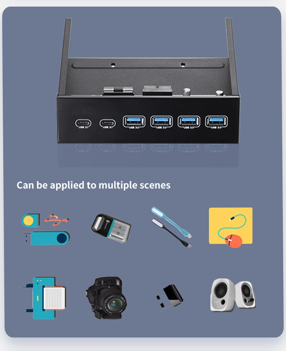 Uneatop 4x USB3.0+ 2 x USB3.1 Передняя панель компьютера Оптический жесткий диск монтажный кронштейн для 5,25 дюймов передний отсек