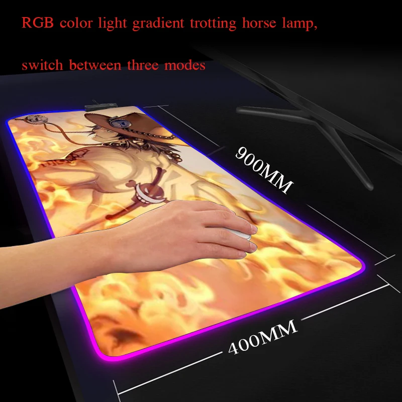 Yuzuoan RGB игровой коврик для мыши один кусок аниме HD Настольный коврик большой коврик для мыши светодиодный Подсветка игровой плеер клавиатура Коврик