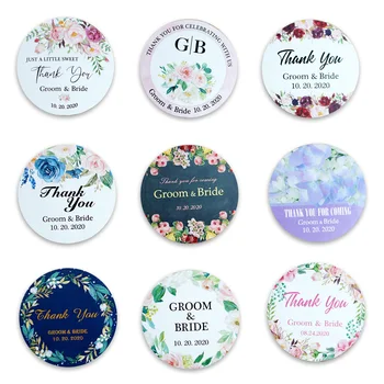 

96Pcs 3/4/5/6cm Round Wedding Stickers Name Words Label Add Your Names and Date Candy Favors Tags Adhesive Invitation Seals